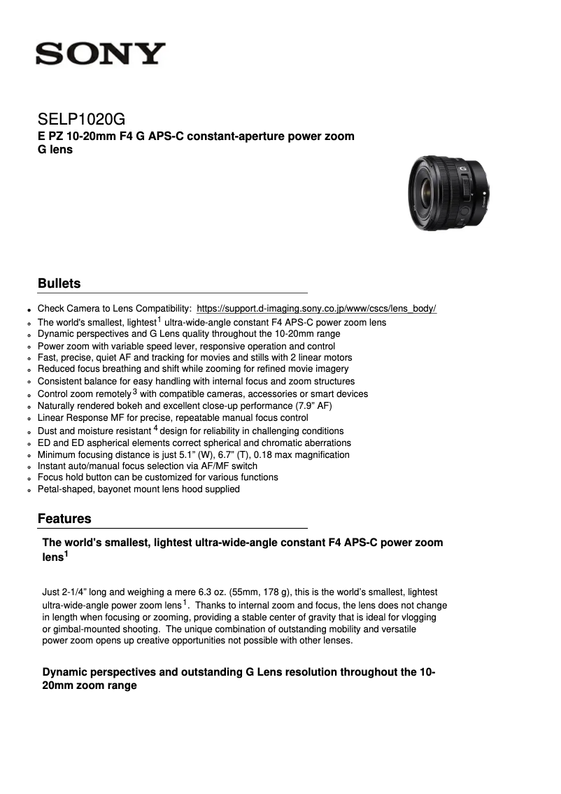 Image de la première page du manuel de l'appareil E PZ 10-20mm SELP1020G