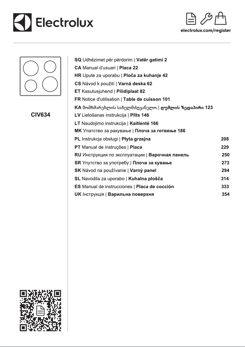 Page n°1 - Manuel utilisateur Electrolux CIV634