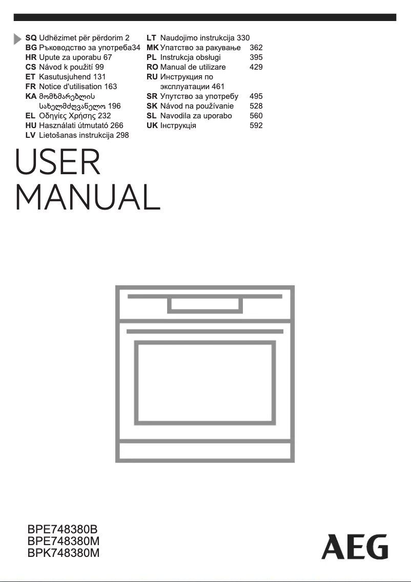 Page 1 de la notice Manuel utilisateur AEG BPK748380M