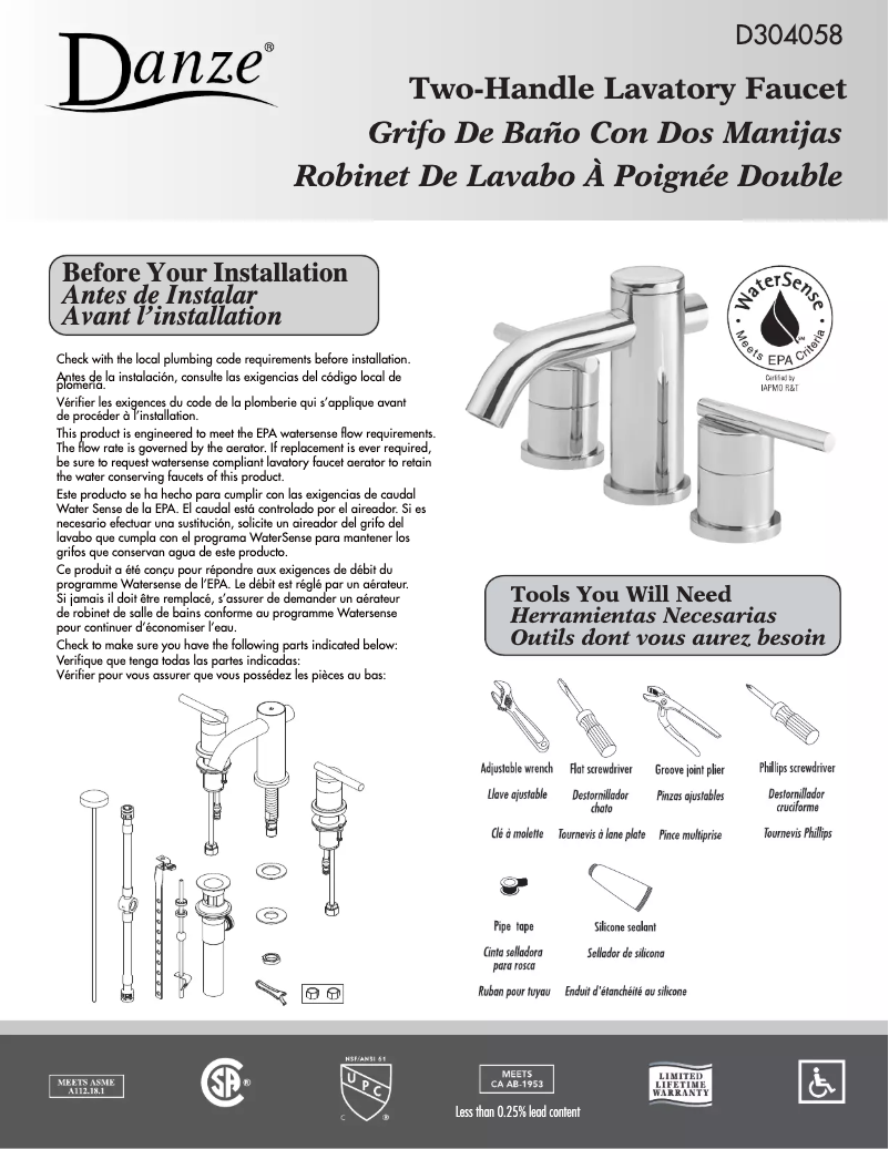 Página 1 del manual Manual de usuario Danze D304058