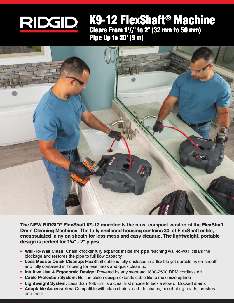 Página 1 del manual Catálogo Ridgid FlexShaft K9-12