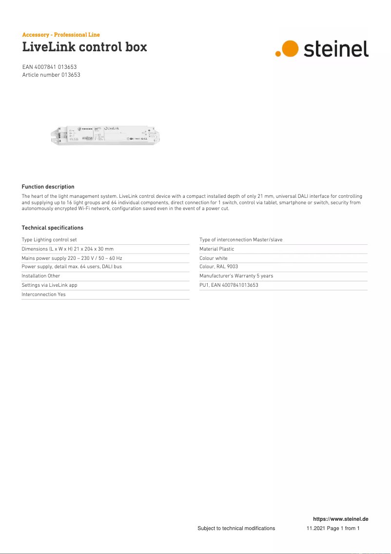 Image de la première page du manuel de l'appareil LiveLink