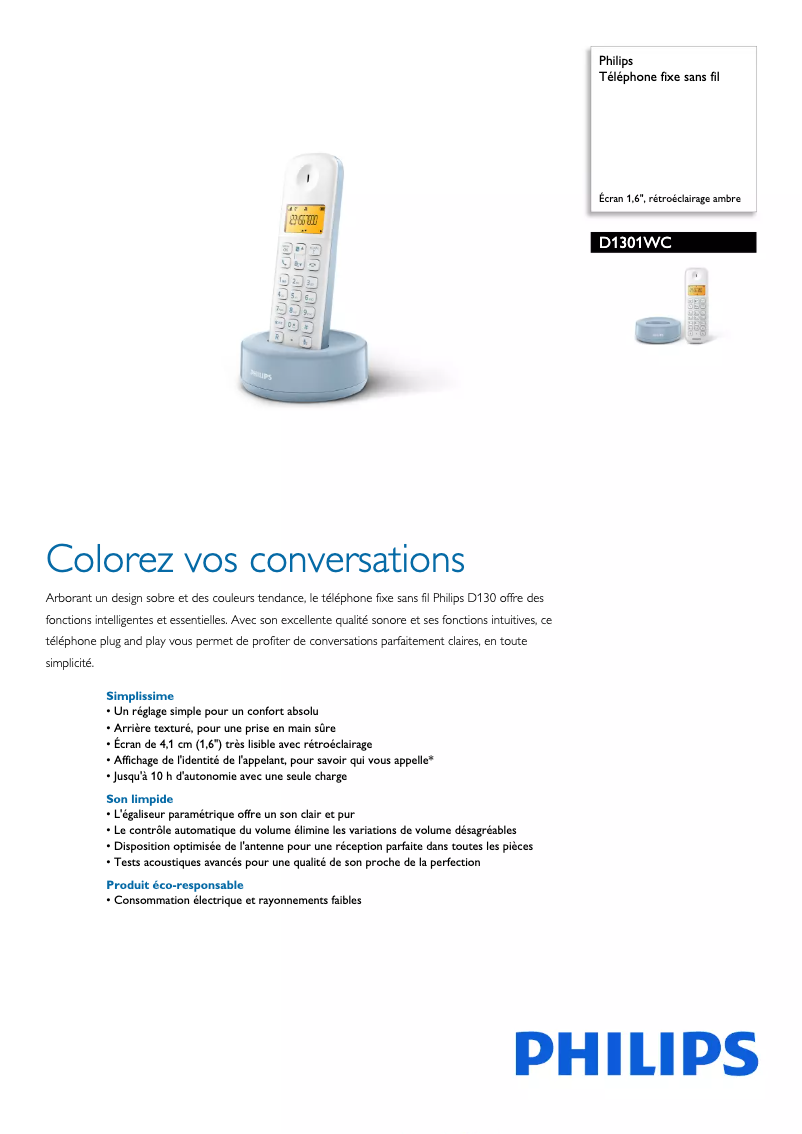 First page image of the manual for D1301WC