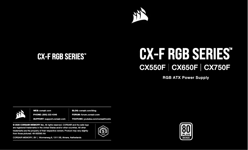 Page 1 de la notice Manuel utilisateur Corsair CX750F