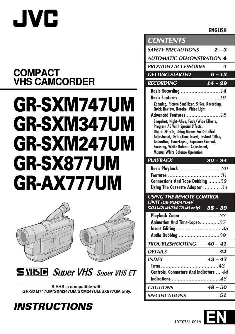 Page n°1 - Manuel utilisateur JVC GR-AX777