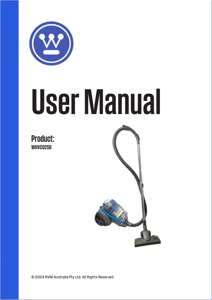 Page n°1 - Manuel utilisateur Westinghouse WHVC02SB