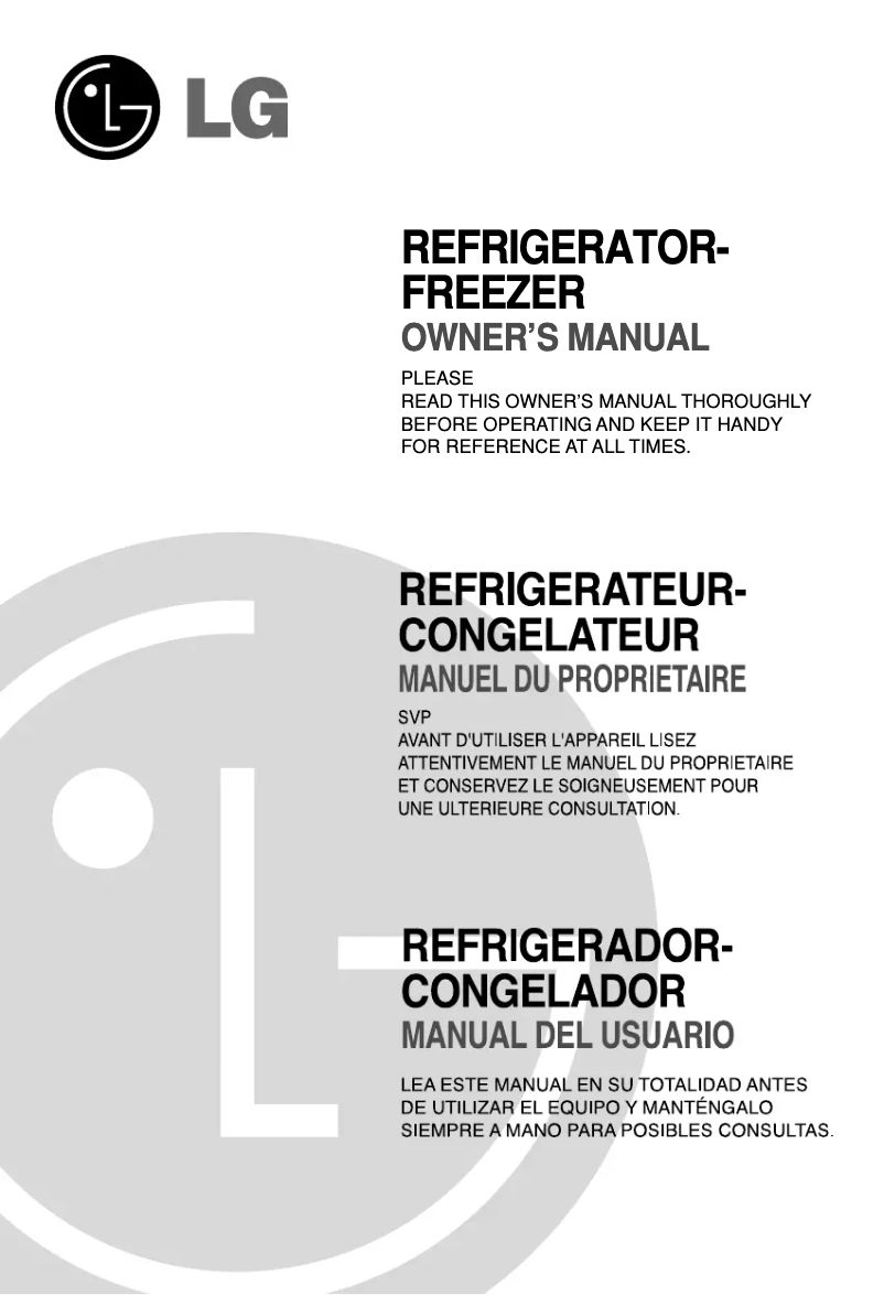 Page 1 de la notice Manuel utilisateur LG GRF-8622NS