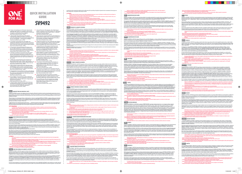 Page 1 de la notice Manuel utilisateur One for all SV 9492