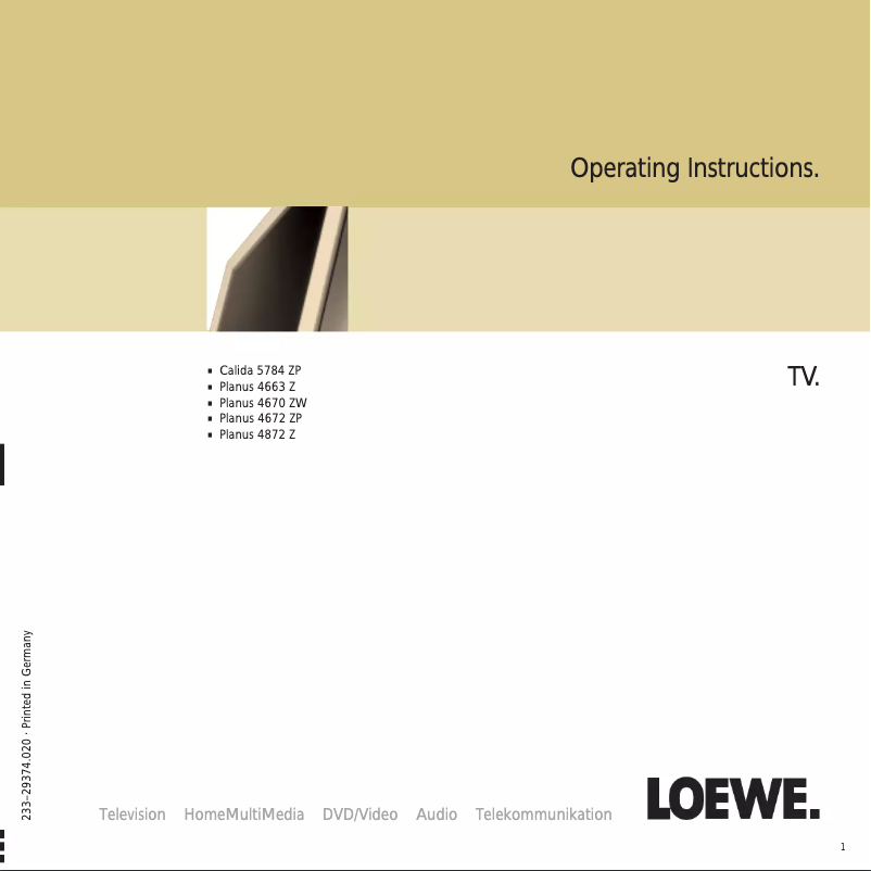 Page n°1 - Manuel utilisateur Loewe Planus 4872 Z
