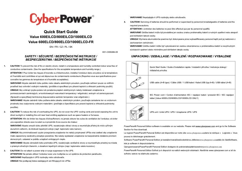 Page n°1 - Manuel utilisateur CyberPower Value800EILCD