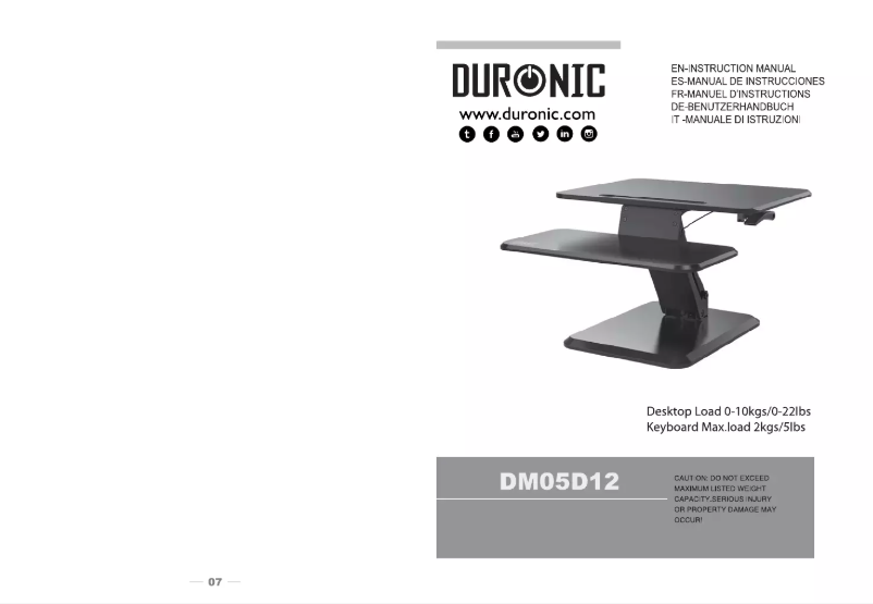 Page 1 de la notice Manuel utilisateur Duronic DM05D12