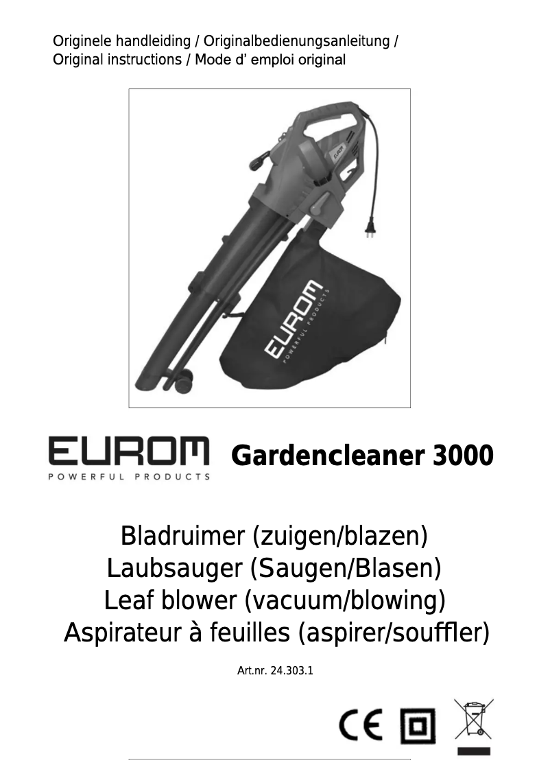 Page n°1 - Manuel utilisateur Eurom Gardencleaner 3000