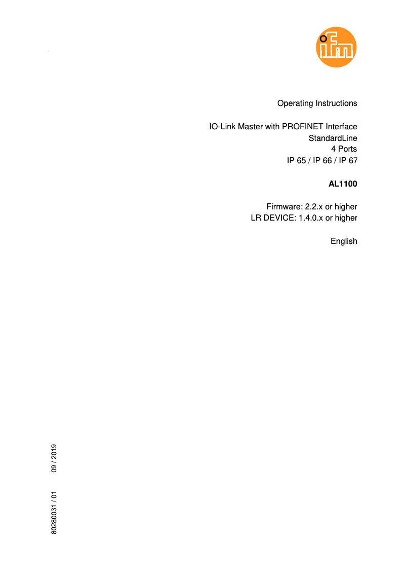 Image de la première page du manuel de l'appareil AL1100
