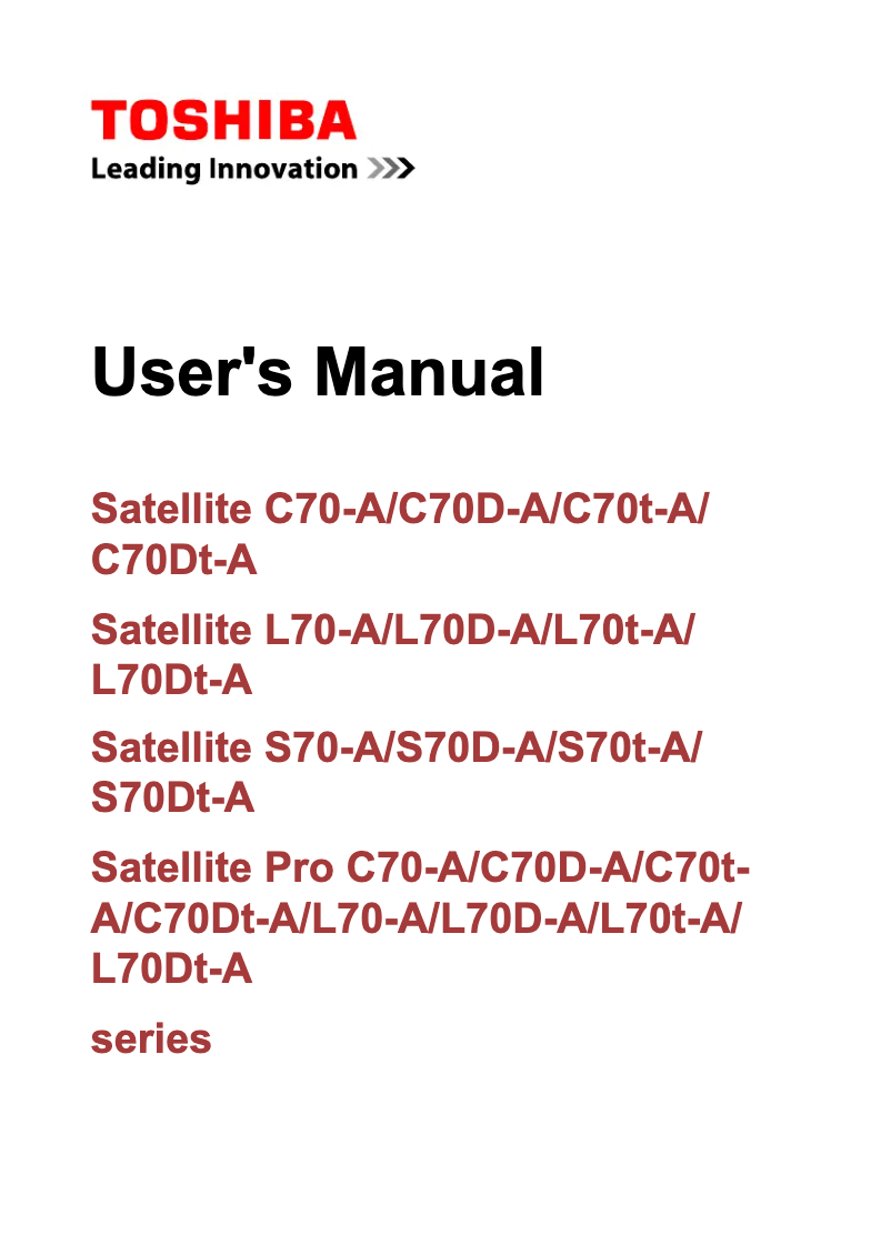 Imagen de la primera página del manual del dispositivo Satellite L70D-A