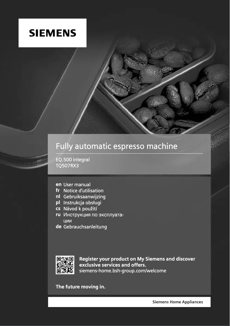 Page n°1 - Manuel utilisateur Siemens EQ.500 Integral RVS TQ507RX3