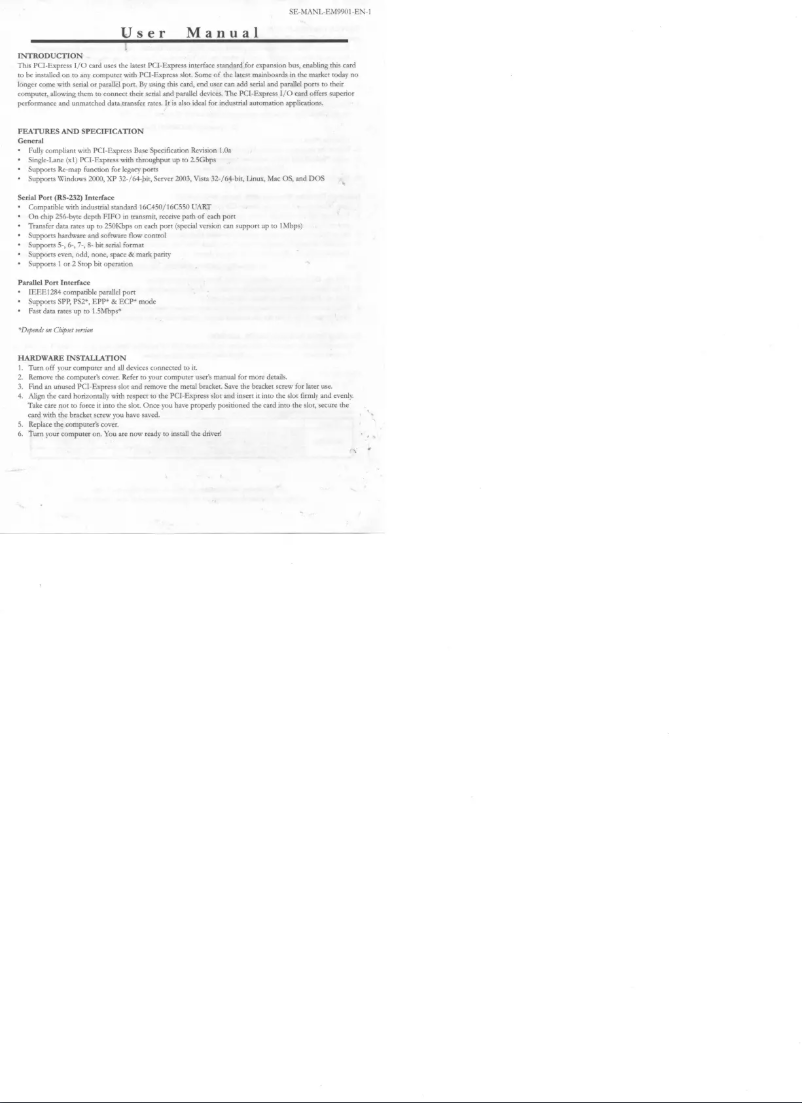 Page 1 de la notice Manuel utilisateur Syba SD-PEX15011