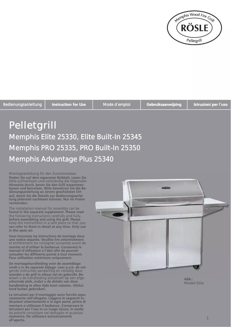 Page n°1 - Manuel utilisateur Rösle Memphis Elite