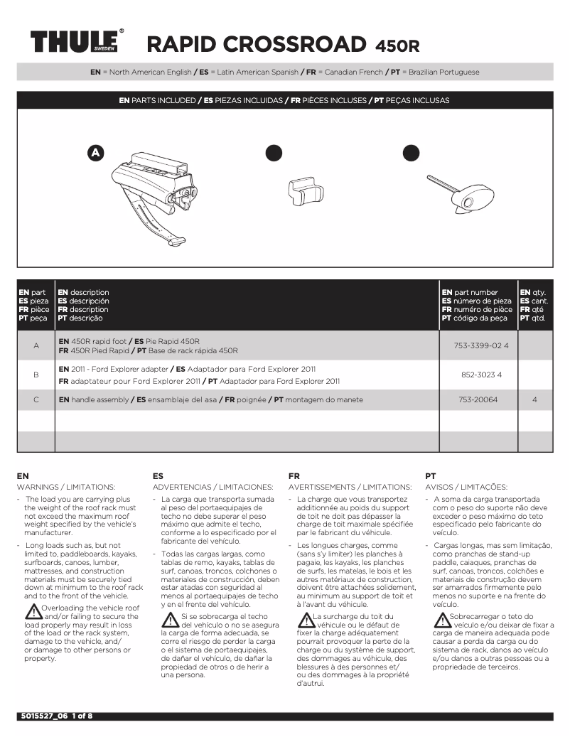 Page 1 de la notice Manuel utilisateur Thule Rapid Crossroad 450R