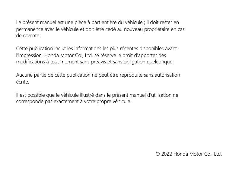 Page 1 de la notice Manuel utilisateur Honda CBF300NA (2022)