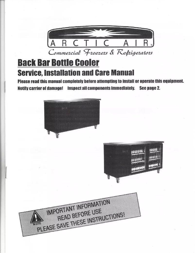 Page n°1 - Manuel utilisateur Arctic Air ABB60