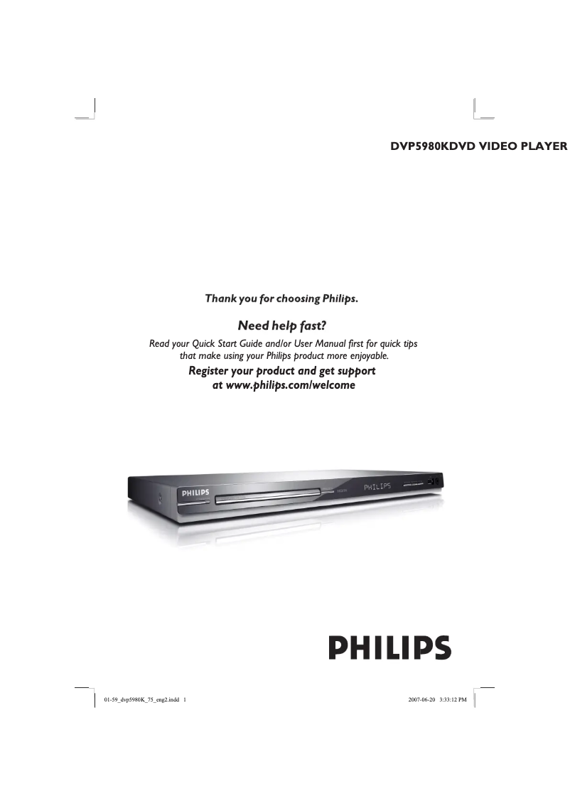 Page 1 de la notice Manuel utilisateur Philips DVP5980K