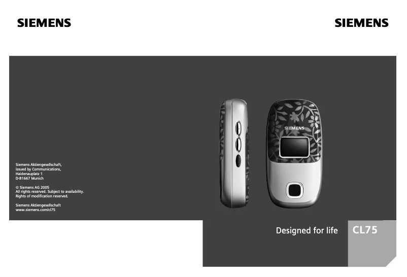 Page 1 de la notice Manuel utilisateur Siemens CL75