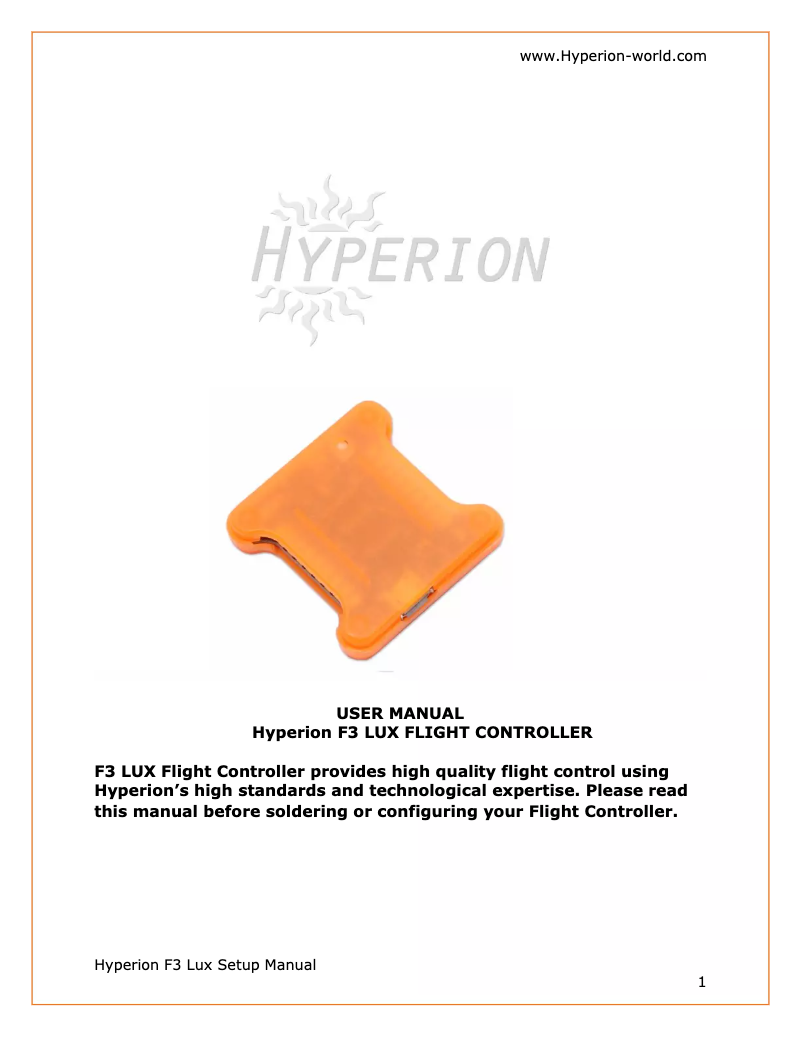 Page 1 de la notice Manuel utilisateur Hyperion HP-FCLUX