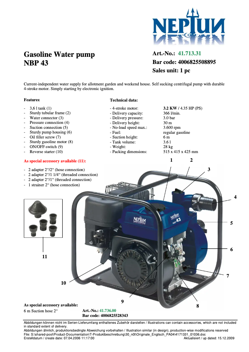 Image de la première page du manuel de l'appareil NBP 43