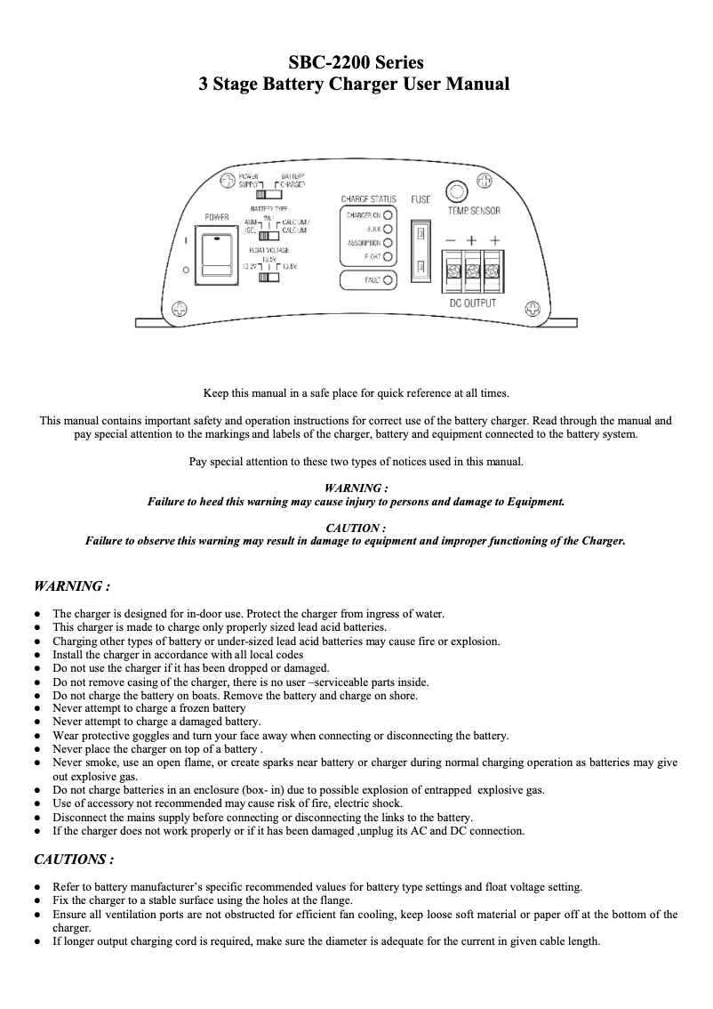 Page n°1 - Manuel utilisateur Manson SBC-2207