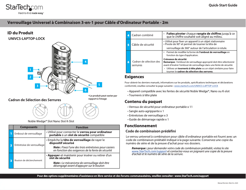 Image de la première page du manuel de l'appareil UNIVCS-LAPTOP-LOCK