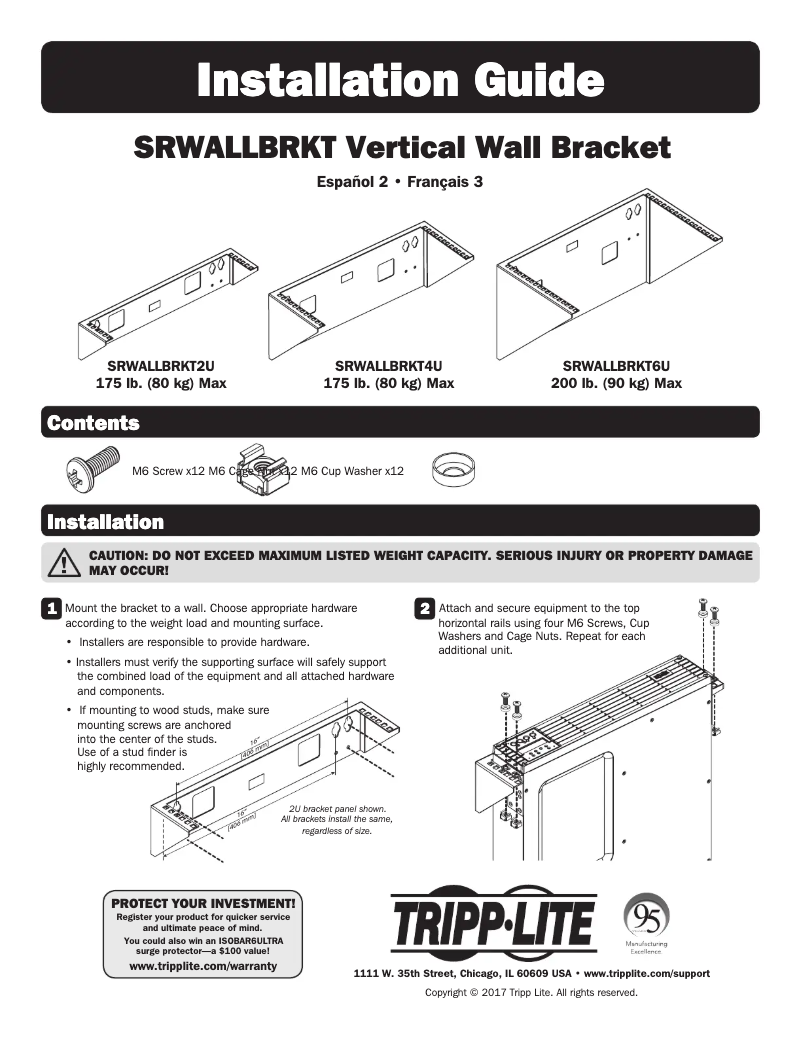 Página 1 del manual Manual de usuario Tripp Lite SmartRack SRWALLBRKT4U