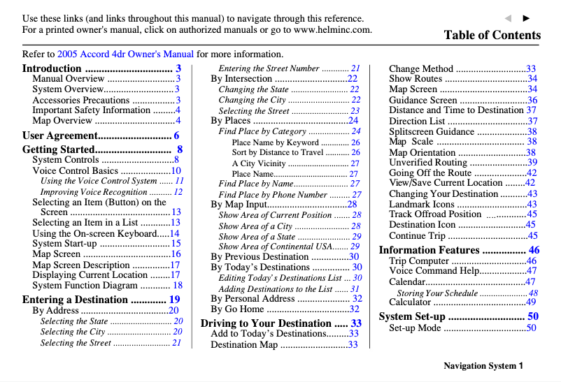 Page 1 de la notice Manuel utilisateur Honda Accord Hybrid (2005)