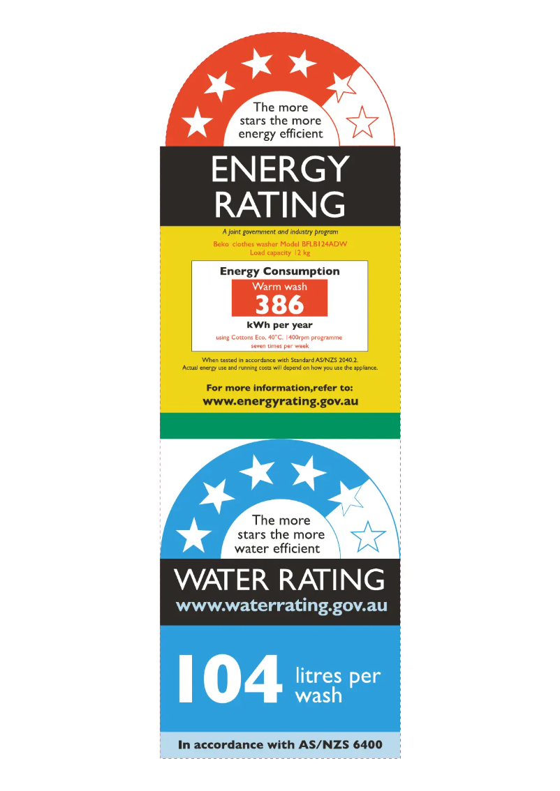 Page 1 de la notice Label énergétique Beko BFLB124ADW