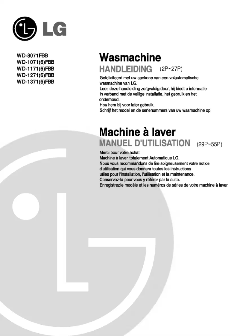 Page n°1 - Manuel utilisateur LG WD-8071FBB