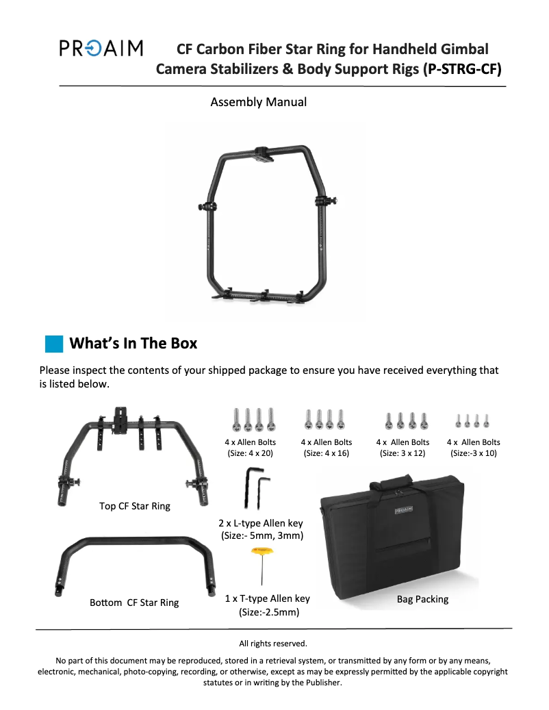 Page 1 de la notice Manuel utilisateur Proaim P-STRG-CF