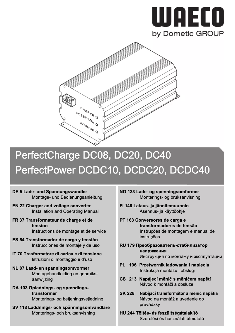 Page n°1 - Manuel utilisateur Waeco PerfectPower DCDC20