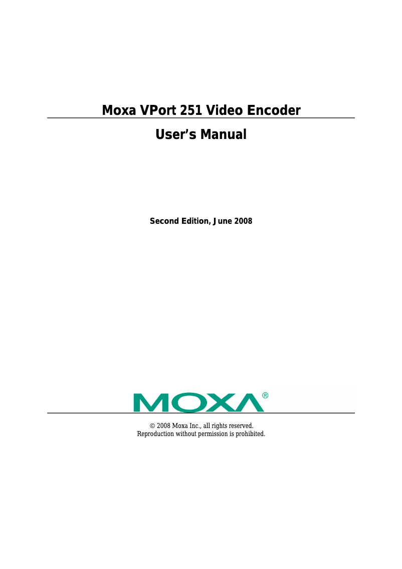 Page n°1 - Manuel utilisateur Moxa VPort 251