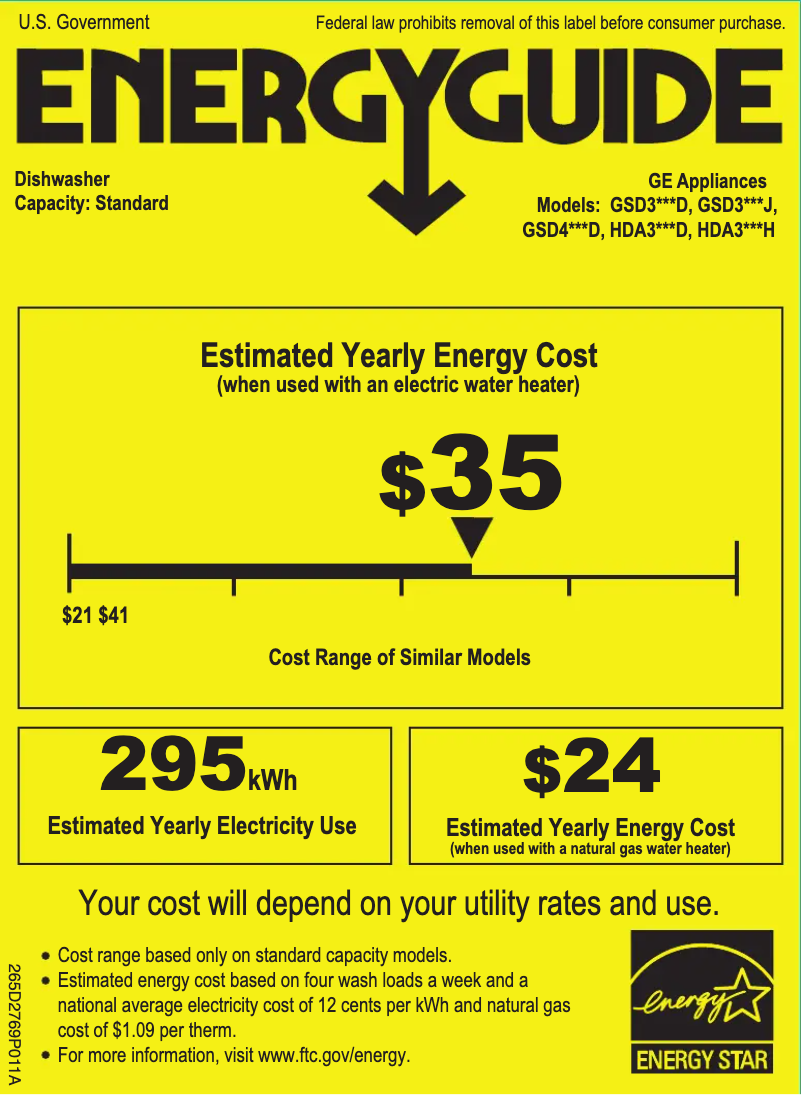 Page n°1 - Label énergétique GE GSD3361JSS