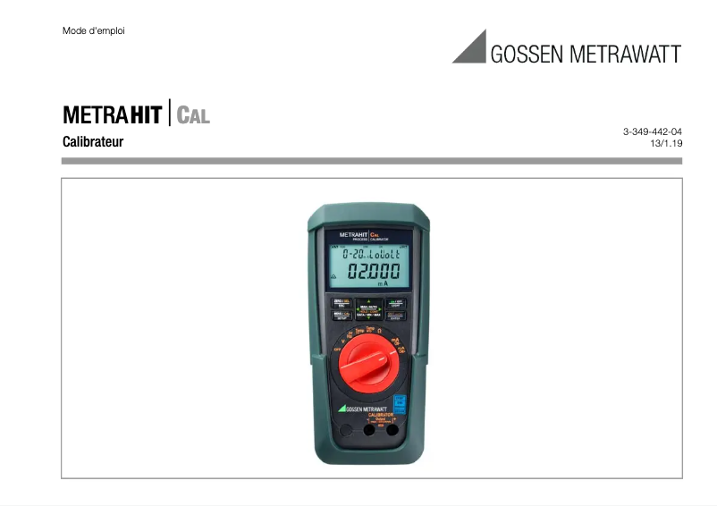 Page n°1 - Manuel utilisateur Gossen Metrawatt METRAHIT CAL