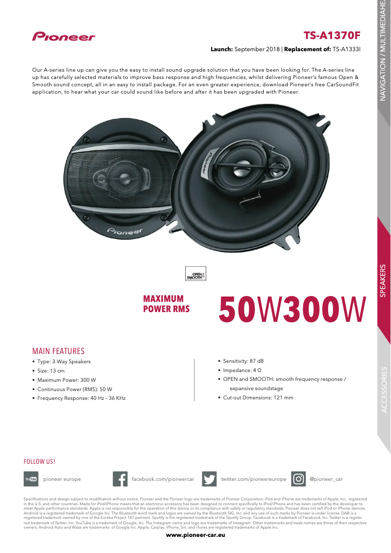 Page n°1 - Manuel utilisateur Pioneer TS-A133Ci