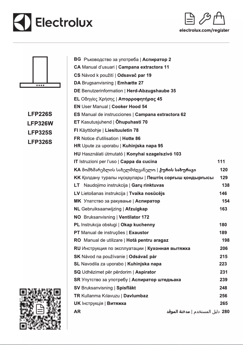 Page 1 de la notice Manuel utilisateur Electrolux LFP326S