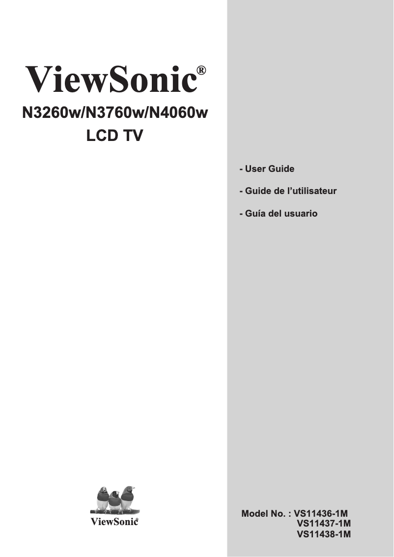 Page 1 de la notice Manuel utilisateur Viewsonic N3260W