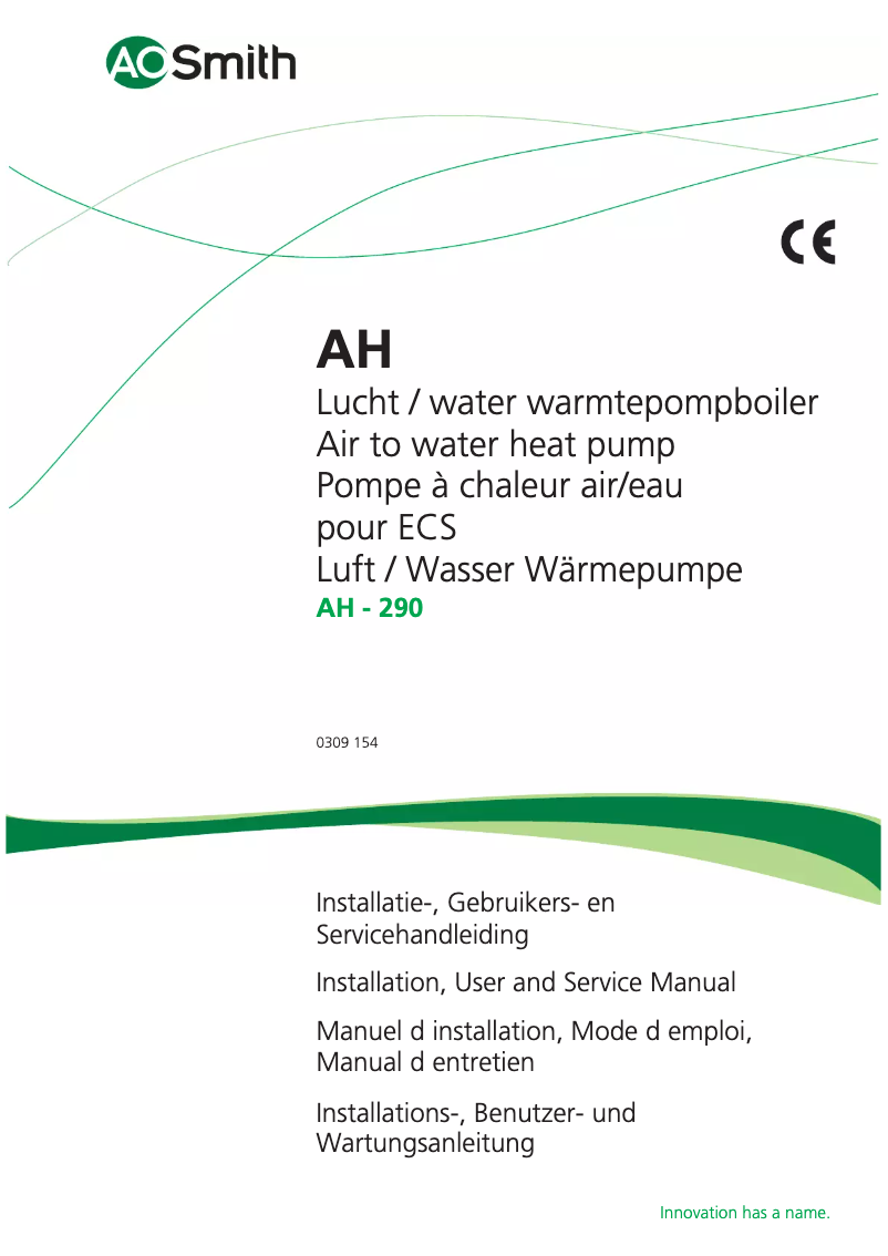 Page 1 de la notice Manuel utilisateur A.O. Smith AH 290