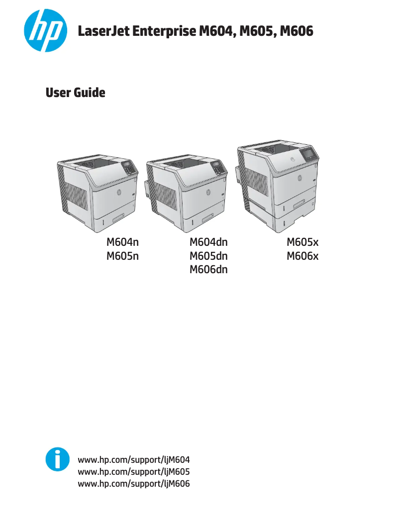 Image de la première page du manuel de l'appareil LaserJet Enterprise M605n