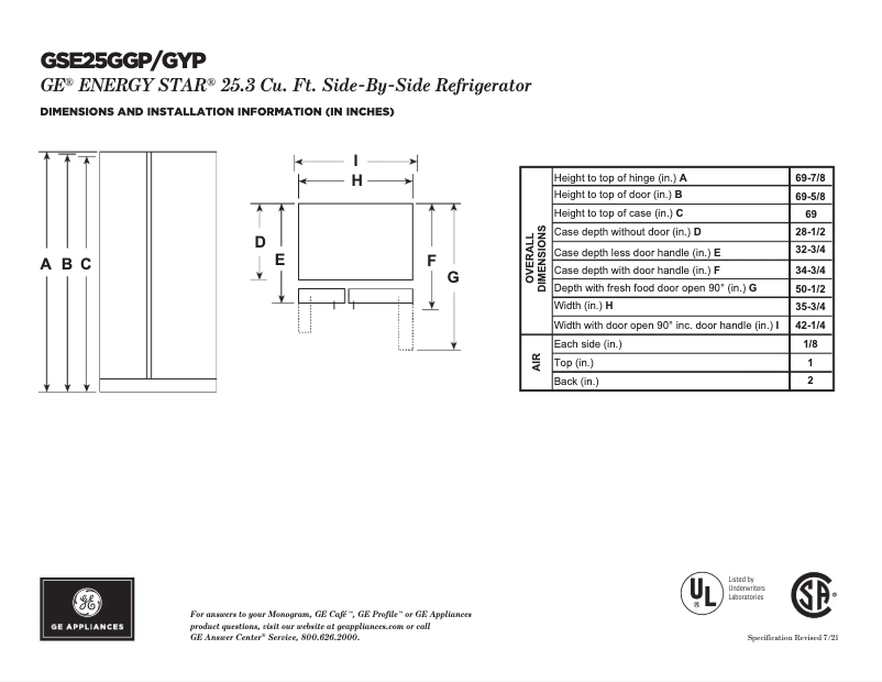 Image de la première page du manuel de l'appareil GSE25GYPFS