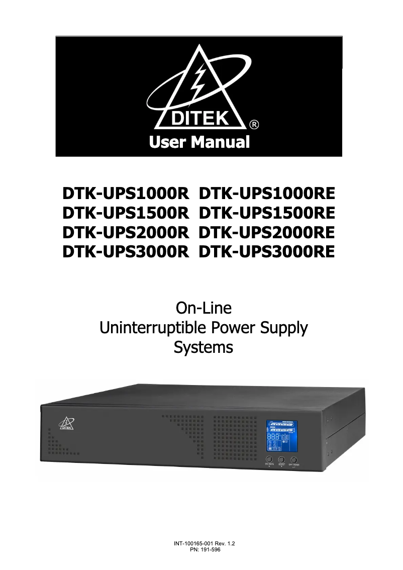 Page n°1 - Manuel utilisateur Ditek DTK-UPS3000RE