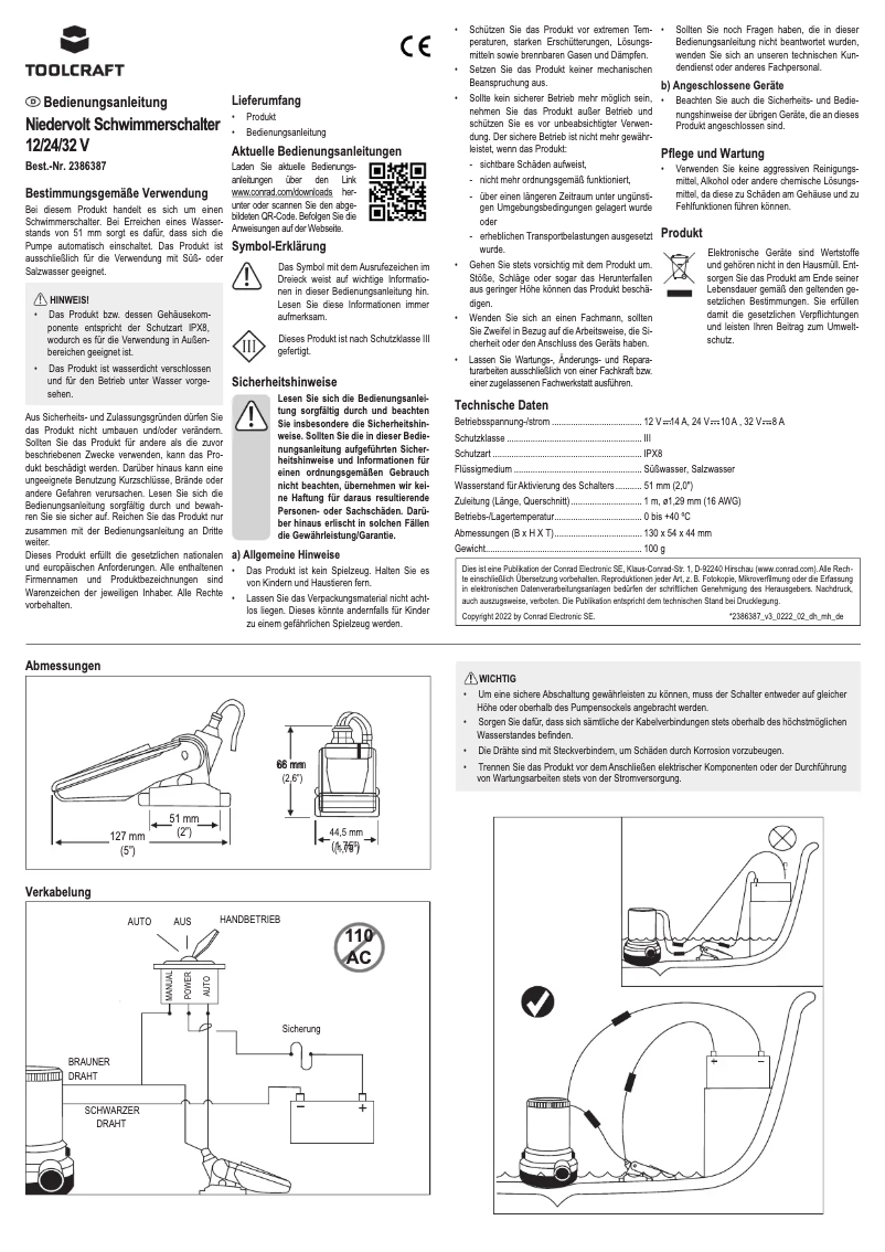Page 1 de la notice Manuel utilisateur Toolcraft TO-7159161