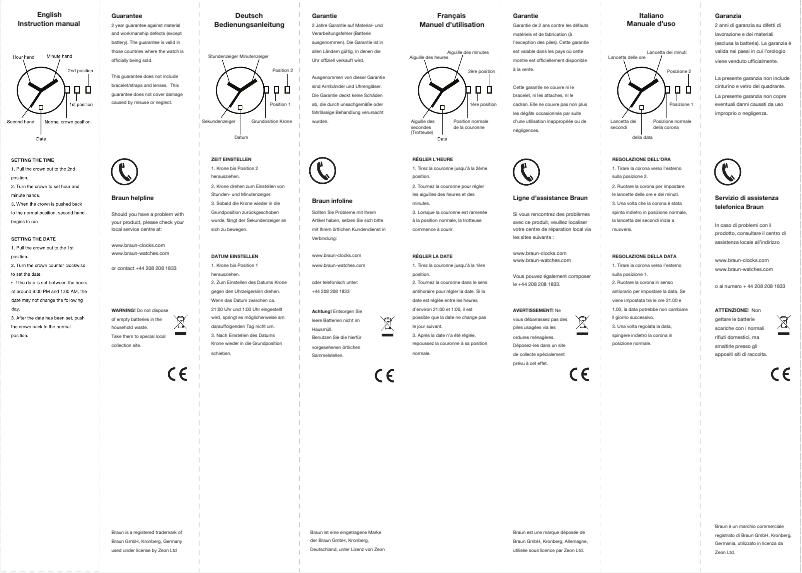Page n°1 - Manuel utilisateur Braun BN0032