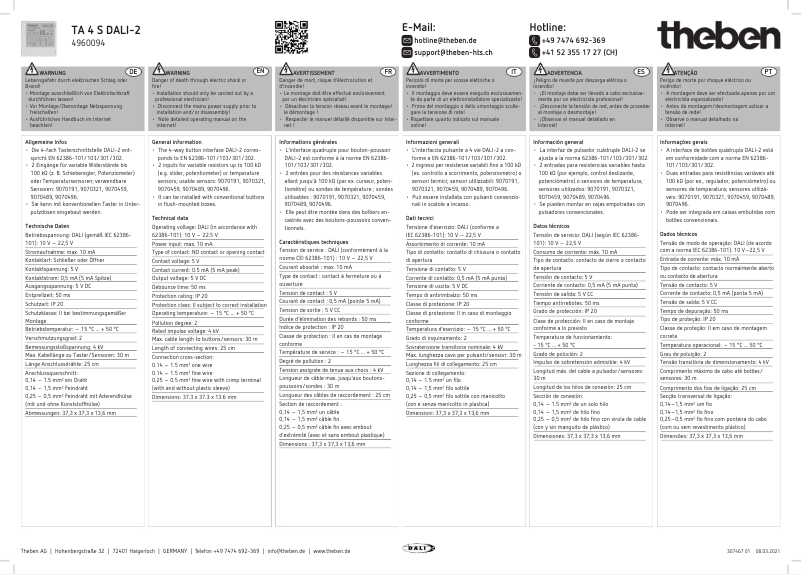Image de la première page du manuel de l'appareil TA 4 S DALI-2