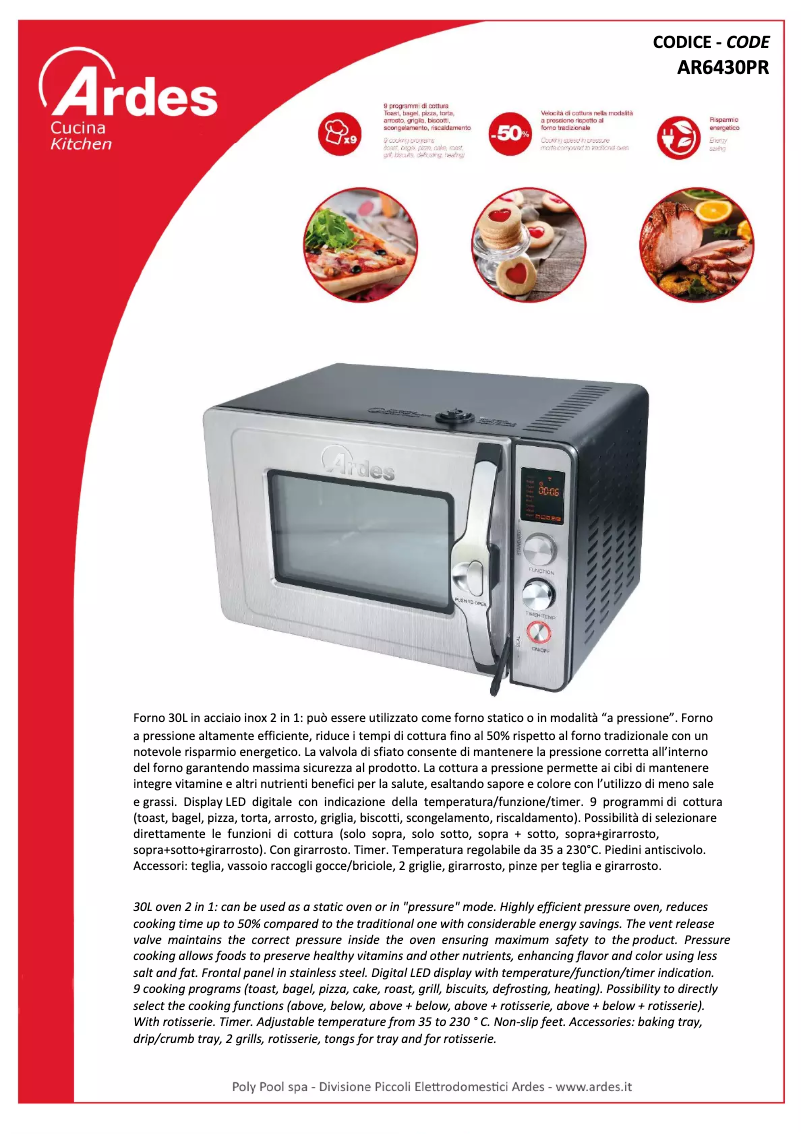 Page 1 de la notice Fiche technique Ardes AR6430PR